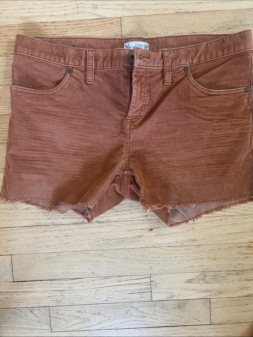 Carve Designs Women's corduroy Rust-Tone Frayed Hem Denim Shorts
